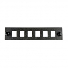 Plate (black), 6 hole opening for 6ea SC Simplex or LC Duplex adapters