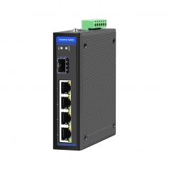 Industrial Gigabit switch 4x 10/100/1000Base-Tx & 1x SFP slot, DC 10-60V required, DIN mountable