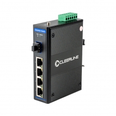 Industrial PoE+ 120W budget 4x 10/100/1000Base-Tx to 1000Base-X SFP converter, DIN mountable