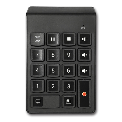 Adena - Teclado numérico USB inalámbrico para controlar las funciones clave de las estaciones multimedia (pieza) Negro