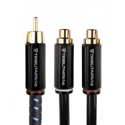 Tributaries - Cable de audio Y 1 macho a 2 hembra Series 4 calibre 22 de 0.2 metros (pieza) Negro