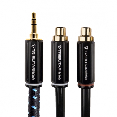 Tributaries - Cable de audio 1 Miniplug a 2 RCA Series 4 hembra calibre 22 de 0.2 metros (pieza) Negro