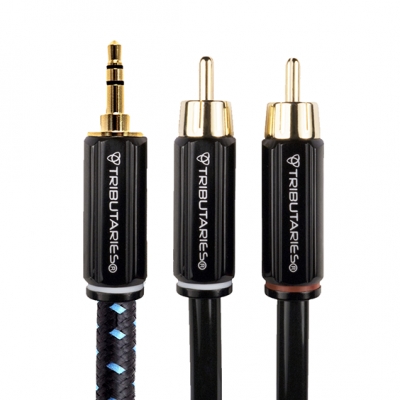 Tributaries - Cable de audio 1 Miniplug a 2 RCA Series 4 calibre 22 de 1 metro (pieza) Negro