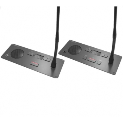 Televic Integrated Flush Mount Chairman Panel with Push & Lock Microphone Connector, Loudspeaker, Channel Selector with OLED Display, Prior and Next-In-Line Button (pieza) Negro