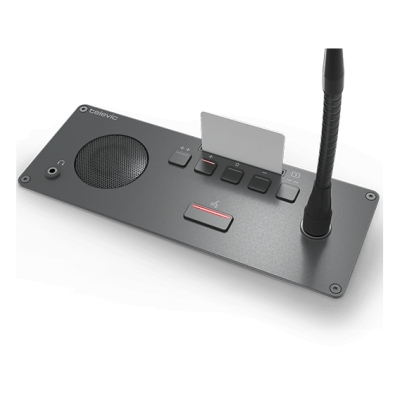 Televic Integrated Flush Mount Delegate Panel with Push & Lock MicTelevic Integrated Flush Mount Delegate Panel with Push & Lock Microphone Connector, Loudspeaker and 5 Button Voting Facilities with RFID Badge Reader (pieza) Negro