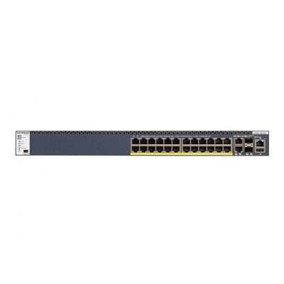 Netgear - Switch de red Business administrable de 28 puertos 24x1G PoE+ 630W, 2x10G, 2xSFP+ (pieza) Negro