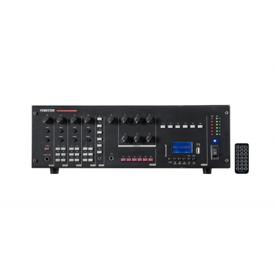 Fonestar Amplificador multicanal con mezcla 6CH x 100W. Reproductor USB/SD/FM. Entradas de micrófono y auxiliar. Salidas de 100 V y 8 . Control de volumen de cada zona.(pieza)