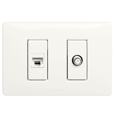 Master - Toma Ethernet RJ45 y Toma TV IEC-F (pieza) Blanco