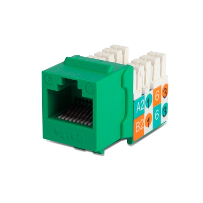 Wirepath Cat 5e UTP Keystone Jack 90 Degree with IDC Cap.  (pieza) Verde
